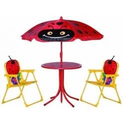 SIENA GARDEN SienaGarden Kinderstuhl Marienkäfer Klappstuhl Camping Set Tisch Sonnenschirm