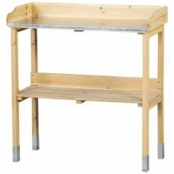 SIENA GARDEN Pflanztisch, 76 X 37 X 81 Cm, Natur Kiefernholz Mit Verzinkter Arbeitsplatte Und Haken