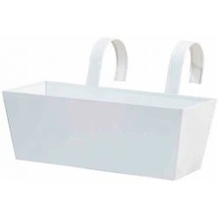 SIENA GARDEN Blumenkasten Eckig, Weiß, 39 X 16,5 X 14,5 Cm Stahlblech, Mit Fest Montierten Haltern