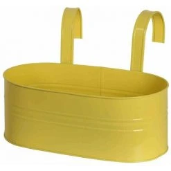 SIENA GARDEN Blumenkasten Oval, Gelb, 39 X 16,5 X 14,5 Cm Stahlblech, Mit Fest Montierten Haltern