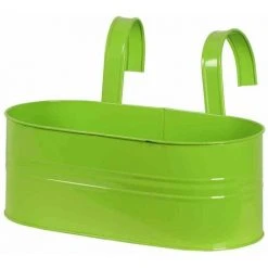 SIENA GARDEN Blumenkasten Oval, Grün, 39 X 16,5 X 14,5 Cm Stahlblech, Mit Fest Montierten Haltern