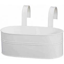 SIENA GARDEN Blumenkasten Oval, Weiß, 39 X 16,5 X 14,5 Cm Stahlblech, Mit Fest Montierten Haltern