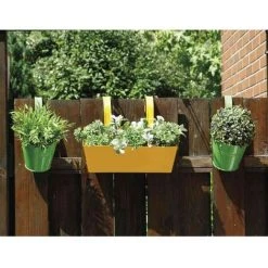 SIENA GARDEN Blumentopf 2er Set, Grün, Ø 16 X 14,5 Cm Stahlblech, Mit Fest Montierten Haltern