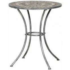 SIENA GARDEN Felina Tisch Ø 60x71 Cm Gestell Stahl Silber-schwarz, Tischplatte Keramik.