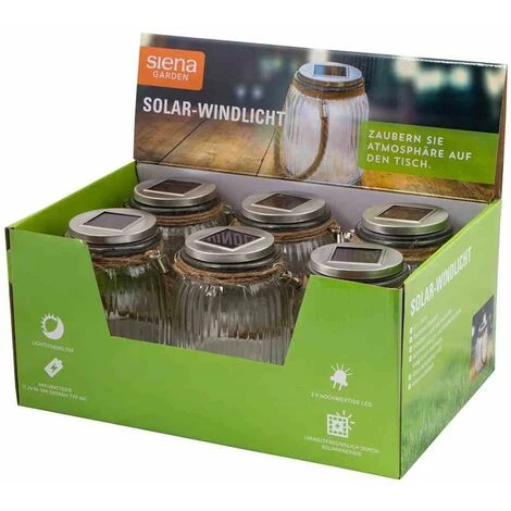 SIENA GARDEN Solar- Windlicht, Glas Mit Seilgriff 1 LED Weiß, 1 LED Farbwechsler, 11 X 16 Cm 3 SIENA GARDEN Solar- Windlicht, Glas Mit Seilgriff 1 LED Weiß, 1 LED Farbwechsler, 11 X 16 Cm