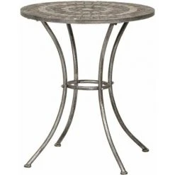 SIENA GARDEN Felina Tisch Ø 70x71 Cm Gestell Stahl Silber-schwarz, Tischplatte Keramik.