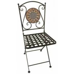 SIENA GARDEN Prato Klappstuhl Gestell Stahl Schwarz Matt, Fläche Keramik Mehrfarbig