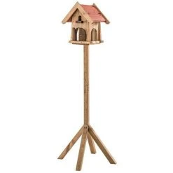 SIENA GARDEN Vogelfutterhaus 'Max' Inkl. Ständer, Braun, Kiefernholz