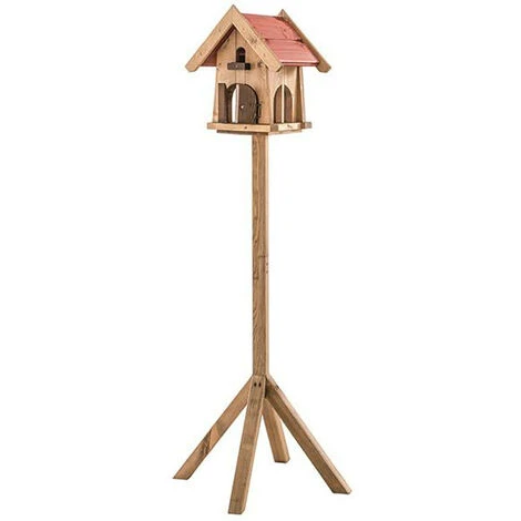 SIENA GARDEN Vogelfutterhaus 'Max' Inkl. Ständer, Braun, Kiefernholz 3 SIENA GARDEN Vogelfutterhaus 'Max' Inkl. Ständer, Braun, Kiefernholz