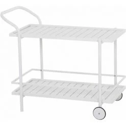 SIENA GARDEN Bali Servierwagen Matt Weiß Gestell Aluminium Fahrbar Küchentrolley Rollwagen