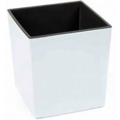 SIENA GARDEN Pflanzgefäß BREST, Weiß Hochglanzoptik, 25 X 25 X 26 Cm Kunststoffgefäß Mit Einsatz