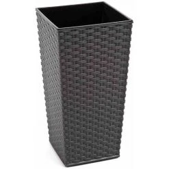 SIENA GARDEN Pflanzgefäß PARIS, Graphit Rattanoptik, 35 X 35 X 68 Cm Kunststoffgefäß Mit Einsatz