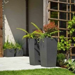 SIENA GARDEN Pflanzgefäß PARIS, Graphit Rattanoptik, 35 X 35 X 68 Cm Kunststoffgefäß Mit Einsatz -SIENA GARDEN Shop 41373933 5