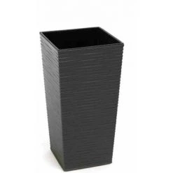 SIENA GARDEN Pflanzgefäß NIZZA, Graphit Rillenoptik, 25 X 25 X 46,5 Cm Kunststoffgefäß Mit Einsatz