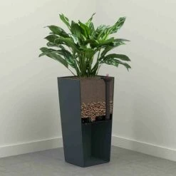 SIENA GARDEN Pflanzgefäß NIZZA, Weiß Rillenoptik, 35 X 35 X 68 Cm Kunststoffgefäß Mit Einsatz -SIENA GARDEN Shop 41373940 3