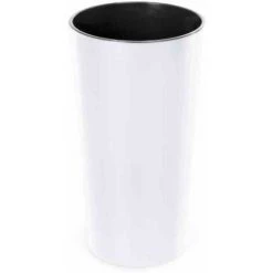 SIENA GARDEN Pflanzgefäß LILLE, Weiß Hochglanzoptik, Ø 25 X 46,5 Cm Kunststoffgefäß Mit Einsatz