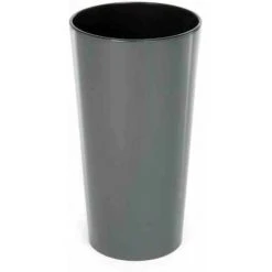 SIENA GARDEN Pflanzgefäß LILLE, Anthrazit Hochglanzoptik, Ø 25 X 46,5 Cm Kunststoffgefäß Mit Einsatz