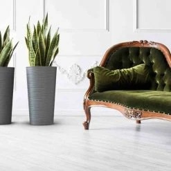 SIENA GARDEN Pflanzgefäß LOCON, Graphit Rillenoptik, Ø 25 X 46,5 Cm Kunststoffgefäß Mit Einsatz -SIENA GARDEN Shop 41373951 5