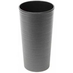 SIENA GARDEN Pflanzgefäß LOCON, Graphit Rillenoptik, Ø 30 X 57 Cm Kunststoffgefäß Mit Einsatz