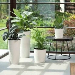 SIENA GARDEN Pflanzgefäß LENS, Weiß Rillenoptik, Ø 25 X 25,5 Cm Kunststoffgefäß Mit Einsatz -SIENA GARDEN Shop 41373954 4