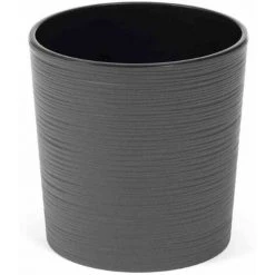 SIENA GARDEN Pflanzgefäß LENS, Graphit Rillenoptik, Ø 25 X 25,5 Cm Kunststoffgefäß Mit Einsatz