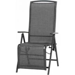 SIENA GARDEN Livorno Relaxsessel Gestell Aluminium Anthrazit, Fläche Ranotex®-Gewebe Silber-schwarz