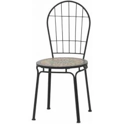 SIENA GARDEN Prato Stapelstuhl Gestell Stahl Schwarz Matt, Fläche Keramik Mehrfarbig