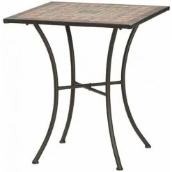 SIENA GARDEN Prato Tisch 64x64x71 Cm Gestell Stahl Matt-schwarz, Tischplatte Keramik.