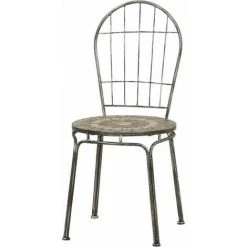 SIENA GARDEN Felina Stapelstuhl Gestell Stahl Silber-schwarz, Fläche Keramik Mehrfarbig