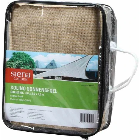 SIENA GARDEN Solino Sonnensegel Sand 180g/m² HDPE, 3-eckig, 3,6x3,6x3,6m 5 SIENA GARDEN Solino Sonnensegel Sand 180g/m² HDPE, 3-eckig, 3,6x3,6x3,6m – Bild 3