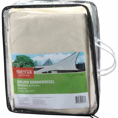 SIENA GARDEN Solino Sonnensegel Ecru 180g/m² HDPE, 3-eckig, 5x5x5m 5 SIENA GARDEN Solino Sonnensegel Ecru 180g/m² HDPE, 3-eckig, 5x5x5m – Bild 3