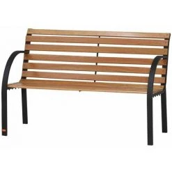 SIENA GARDEN Menorca 2er Bank Gestell Stahl Schwarz, Fläche Hartholz Natur