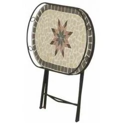 SIENA GARDEN Stella Serviertisch Gestell Stahl Schwarz Matt, Fläche Keramik Mehrfarbig, Praktisch Zusammenklappbar -SIENA GARDEN Shop 46750533 5