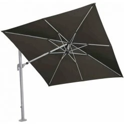 SIENA GARDEN Alphawing N+ Ampelschirm Silber/schwarz 3m X 3m Gestell Alu Silber, Bezug 100% Polyester, 240g/m² In Schwarz Meliert, Spinndüsengefärbt, UPF 50+