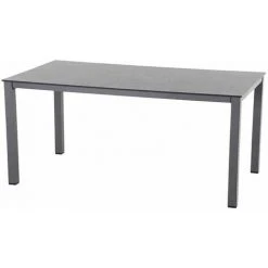 SIENA GARDEN Sola Dining Tisch 160x90 Cm, Anthrazit Gestell Aluminium Anthrazit, Tischplatte HPL Dark Stone