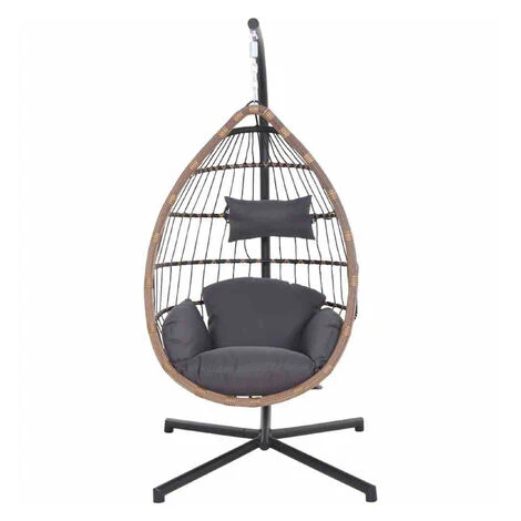 Siena Garden Hängesessel Mit Standfuß Salerno Schwarz/natur Hängekorb Mit Kissen 4 Siena Garden Hängesessel Mit Standfuß Salerno Schwarz/natur Hängekorb Mit Kissen – Bild 2