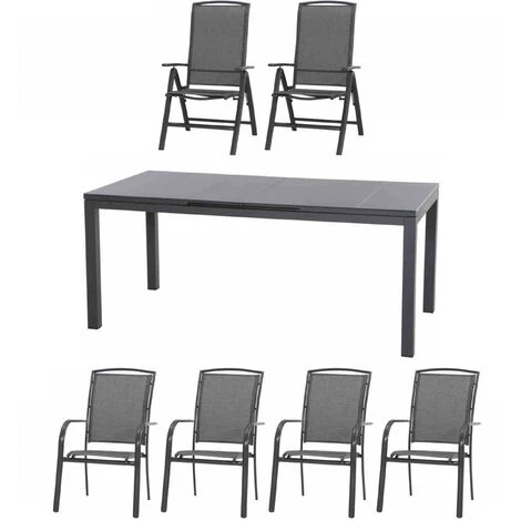 Siena Garden 7-teilige Sitzgruppe Livorno Mit Tisch Miros Ausziehbar 180/240x90 Cm Aluminium Anthraz 3 Siena Garden 7-teilige Sitzgruppe Livorno Mit Tisch Miros Ausziehbar 180/240x90 Cm Aluminium Anthraz