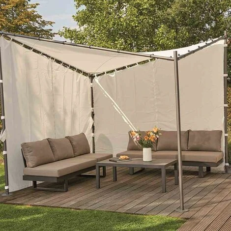 SIENA GARDEN Seitenteile Zu Pavillon Berlino 3x3 M, Weiß, 2er Set Bezug Aus Polyester, 160g/m² In Weiß, 2 Stück 4 SIENA GARDEN Seitenteile Zu Pavillon Berlino 3x3 M, Weiß, 2er Set Bezug Aus Polyester, 160g/m² In Weiß, 2 Stück – Bild 2