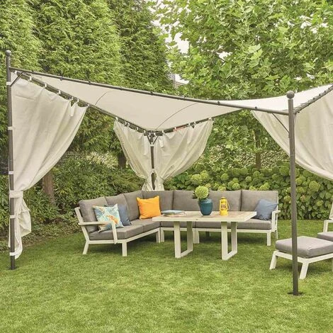 SIENA GARDEN Berlino Pavillon 400x400 Cm Gestell Aus Stahl, Anthrazit, Bezug Aus Polyester, 250g/m² In Weiß 6 SIENA GARDEN Berlino Pavillon 400x400 Cm Gestell Aus Stahl, Anthrazit, Bezug Aus Polyester, 250g/m² In Weiß – Bild 4