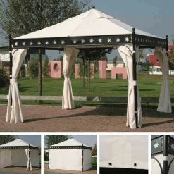 SIENA GARDEN Seitenteile Zu Pavillon Korfu 3,5x3,5 M, Natur, 4er Set Bezug Aus Polyester, 160g/m² In Natur, 4 Stück -SIENA GARDEN Shop 62648532 4